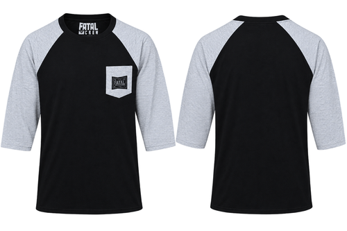 Fatal Crew Deal Breaker 3/4 Sleeve Raglan Pocket Tee - Black/Heather Grey - Men's L