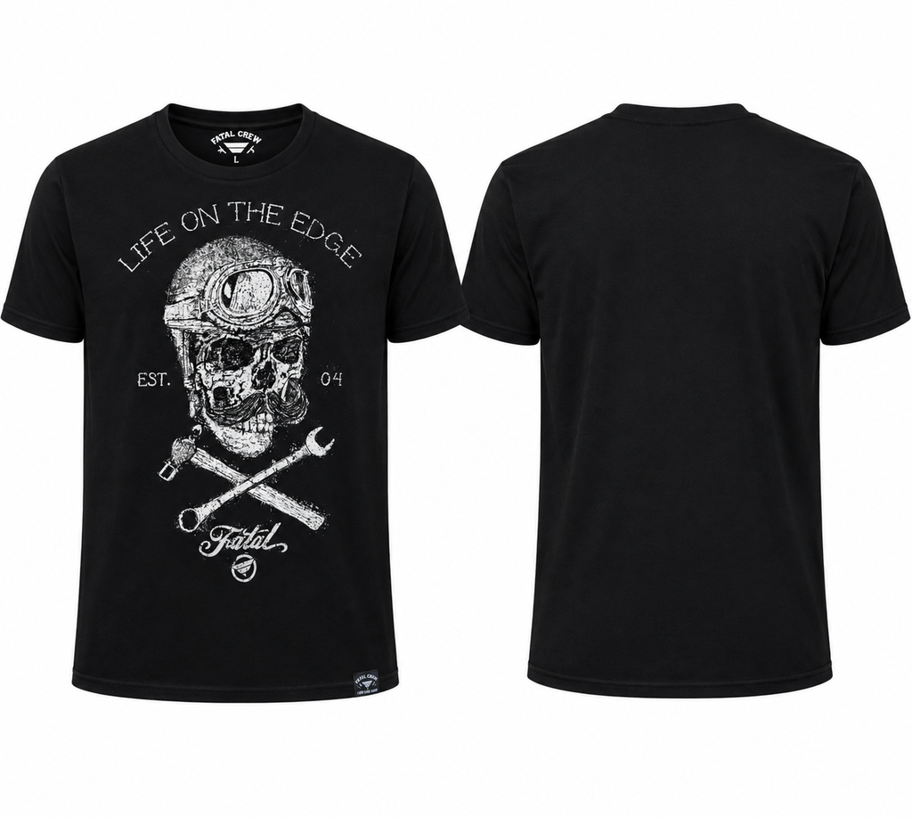 Fatal Crew Life On The Edge Skull & Wrenches Tee - Black - Men's M