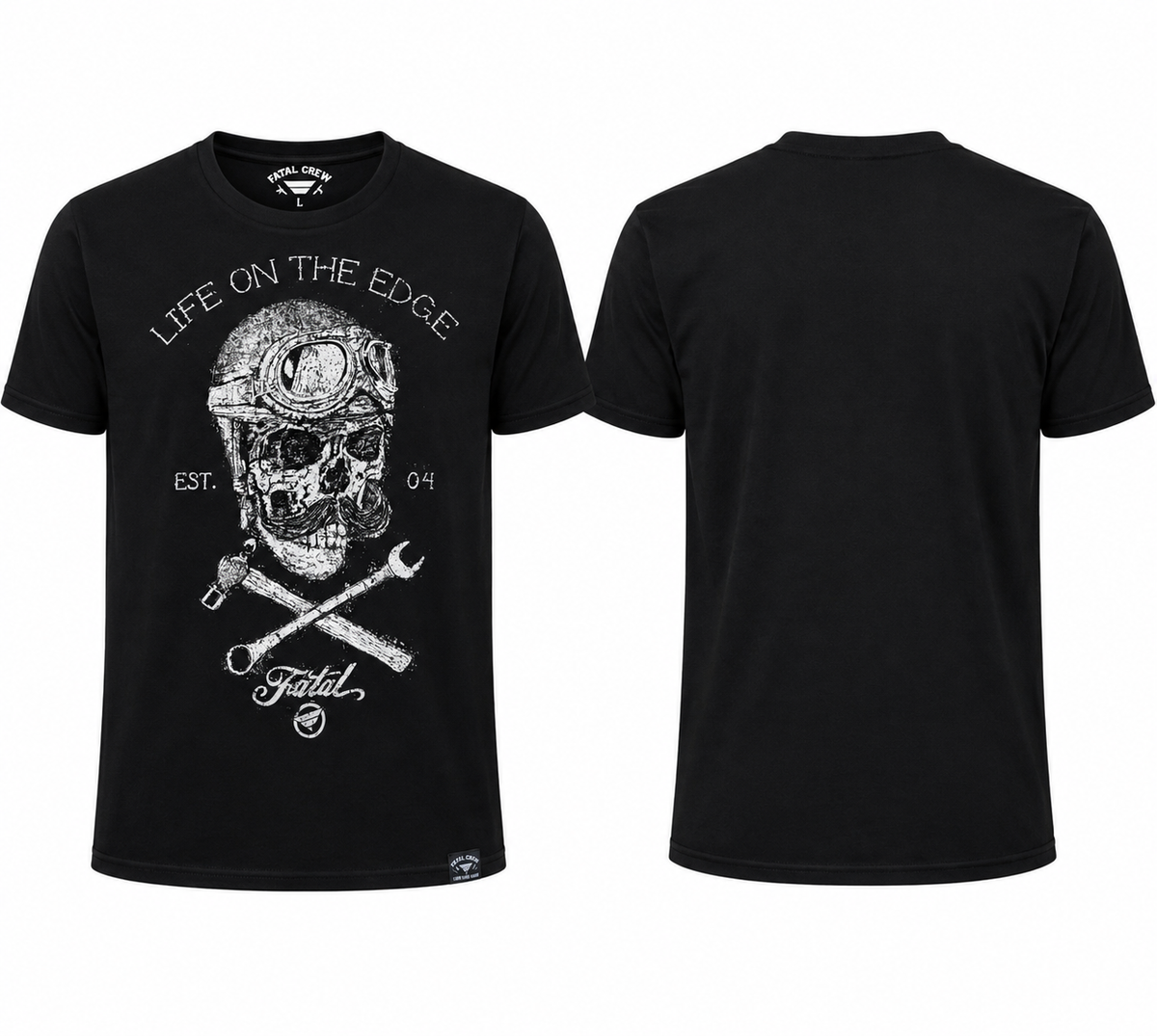 Fatal Crew Life On The Edge Skull & Wrenches Tee - Black - Men's M