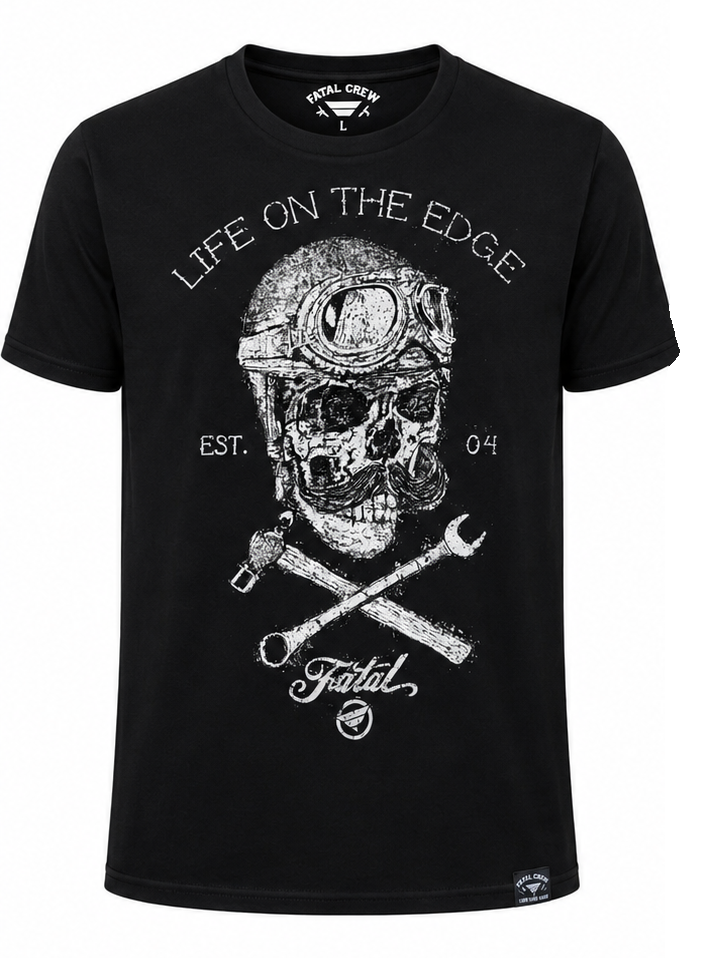 Fatal Crew Life On The Edge Skull & Wrenches Tee - Black - Men's M