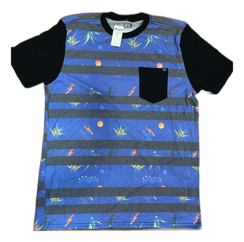 Fatal Bengal Striped Pocket Tee - Blue - Men's XL