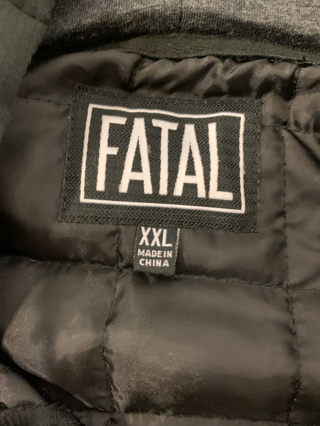 Fatal Quilted Yoke Hooded Fleece Jacket - Charcoal - Men's XXL