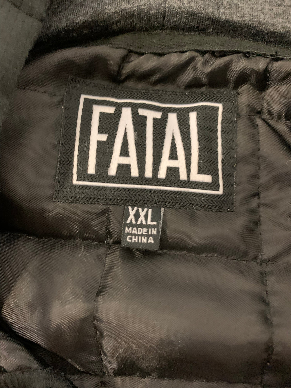 Fatal Quilted Yoke Hooded Fleece Jacket - Charcoal - Men's XXL