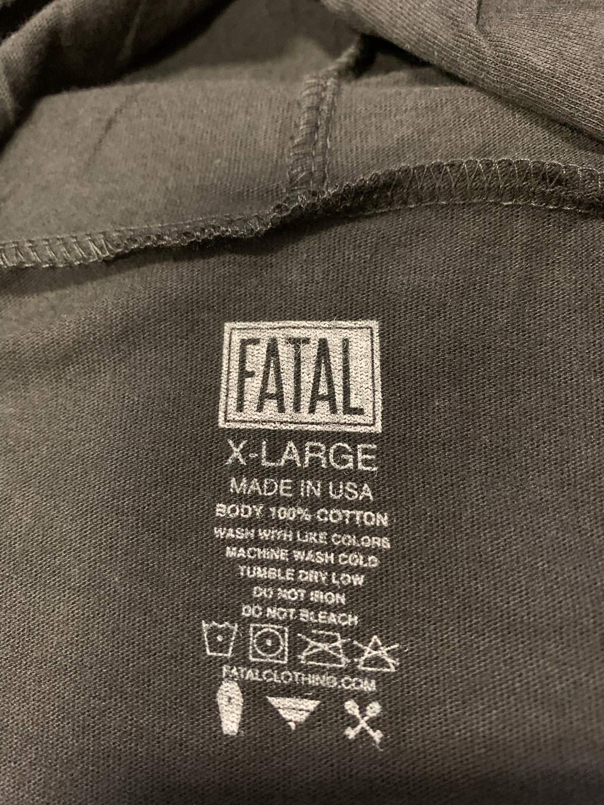 Fatal Hooded Long Sleeve Shirt - Black with Grey Geometric Panel - Men's XL