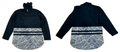Fatal Hooded Long Sleeve Shirt - Black with Grey Geometric Panel - Men's XL