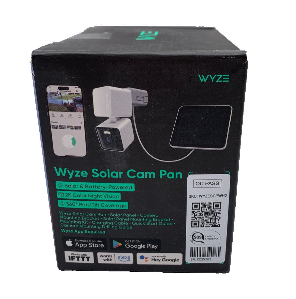 Wyze Solar Cam Pan 2K – Wi-Fi Solar/Battery Pan & Tilt Camera, Color Night Vision (New)
