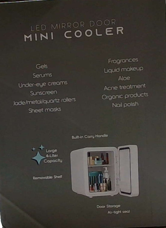 Bogda LED Mirror Door Mini Cooler 4L – Skincare & Makeup Fridge, Dimmable Light (Display Unit)