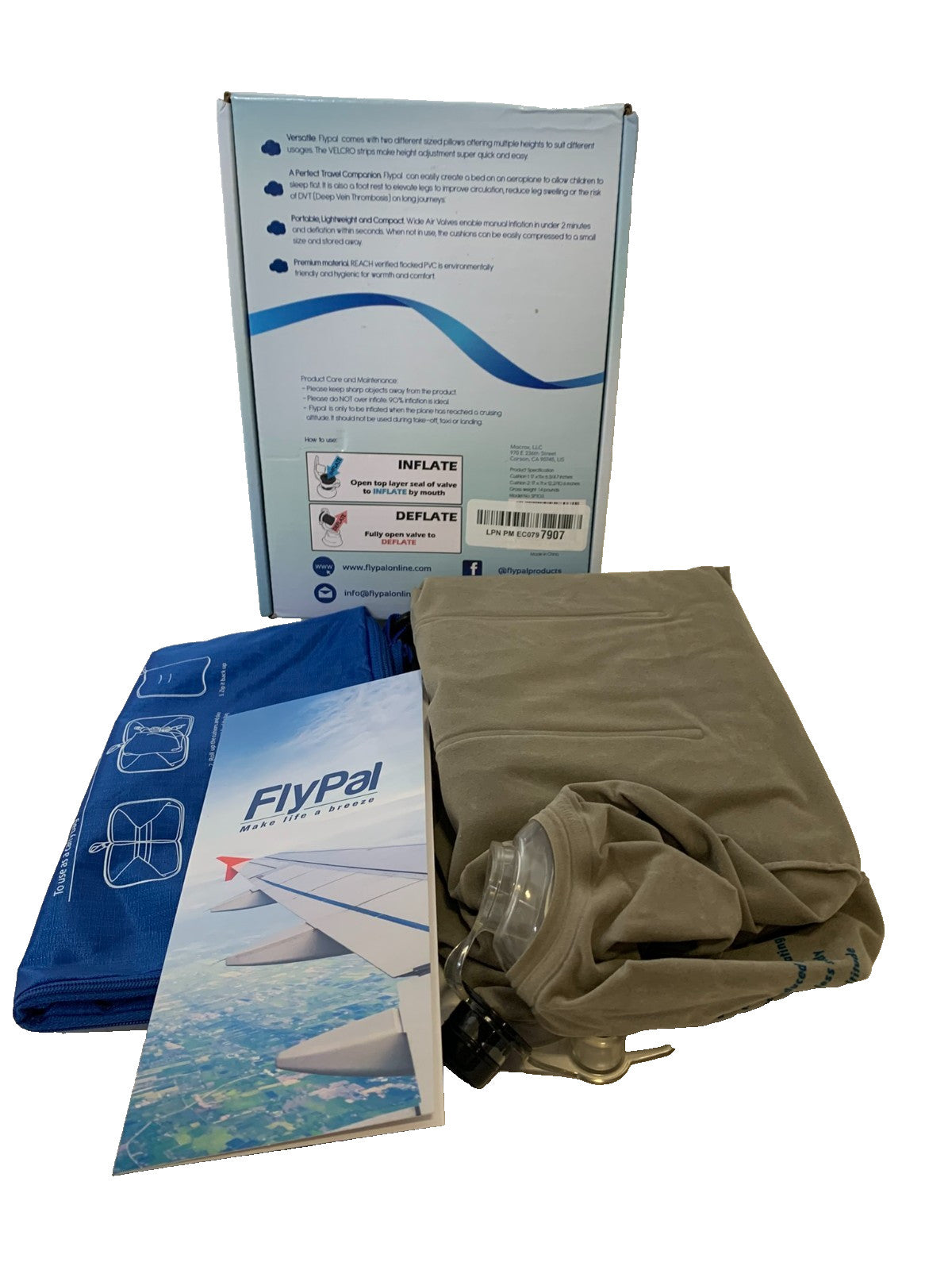 FlyPal Inflatable Foot Rest Cushion – Travel Leg Rest, 2 Sizes + Carry Bag (Open Box)