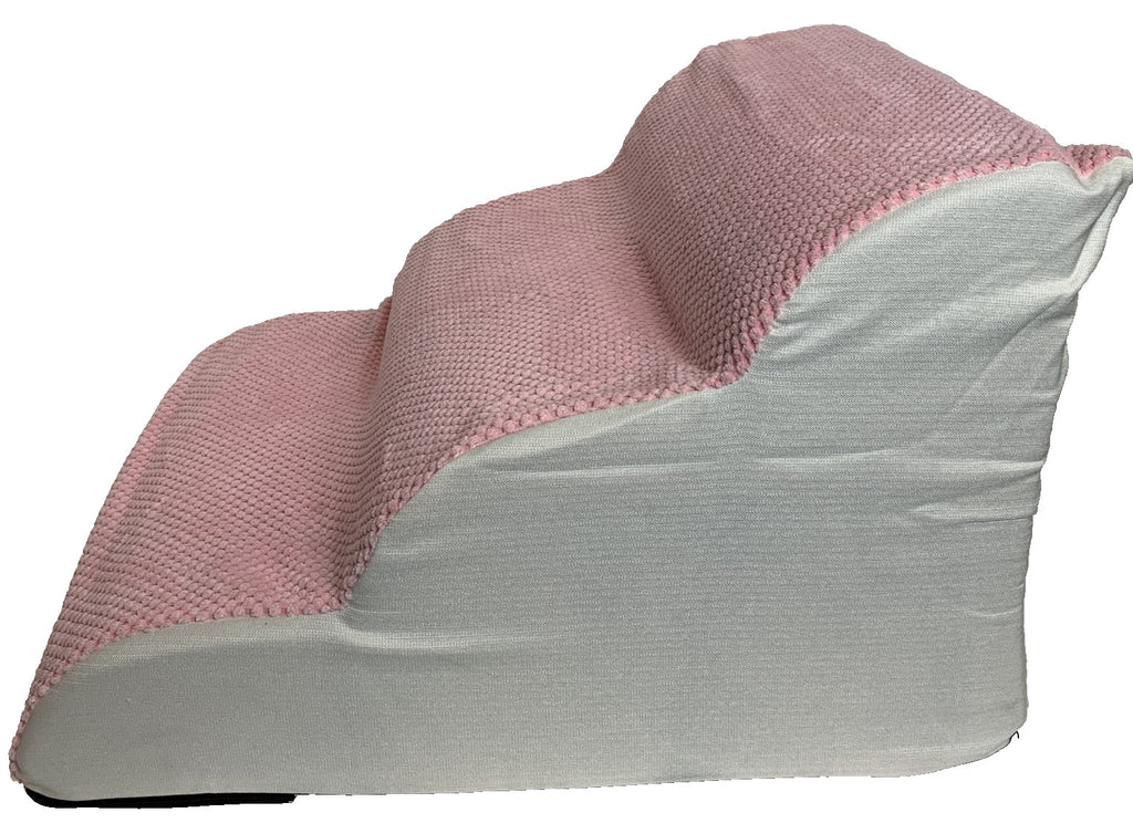 Nestful 3-Step Foam Pet Stairs for Small Dogs & Cats – Pink/White
