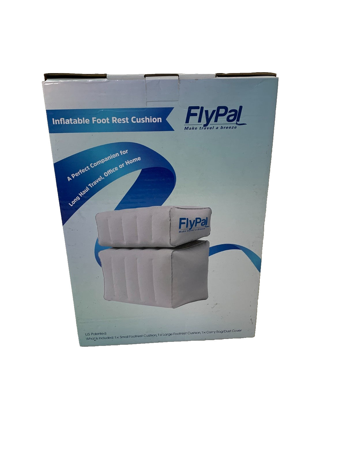 FlyPal Inflatable Foot Rest Cushion – Travel Leg Rest, 2 Sizes + Carry Bag (Open Box)